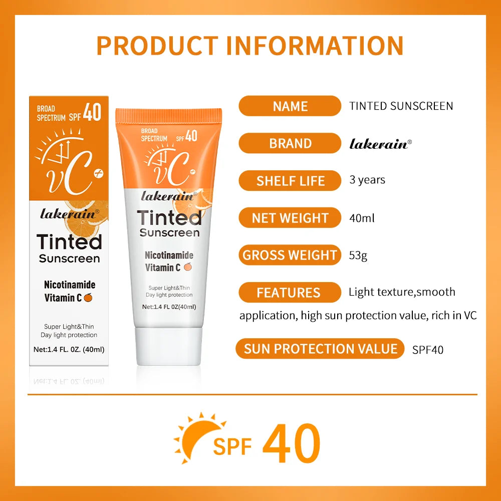 Vitamin C Tinted Sunscreen SPF 40 – Hydrating Mineral UV Protection
