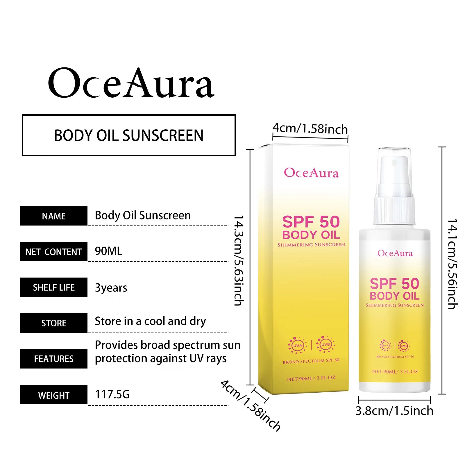 OceAura SPF50 Body Sunscreen Oil